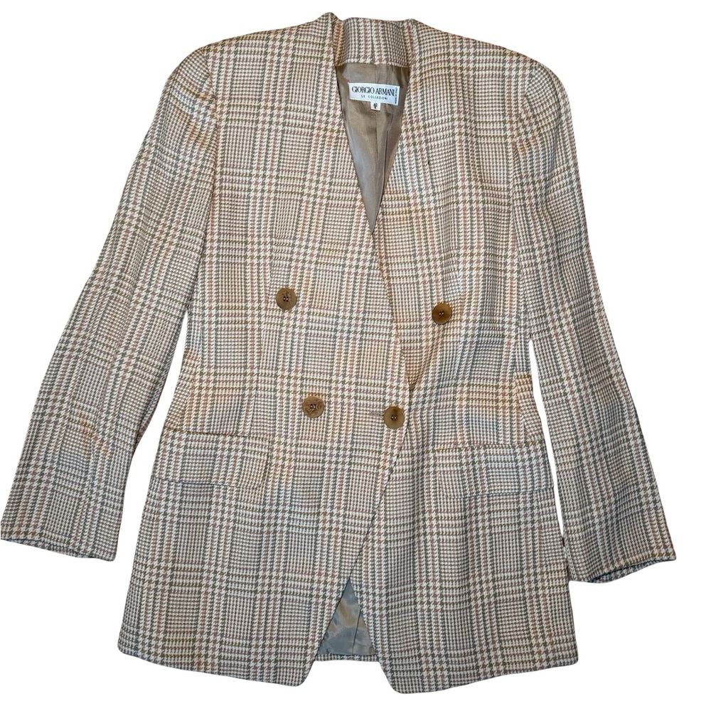 Giorgio Armani Women's Beige Checkered Blazer